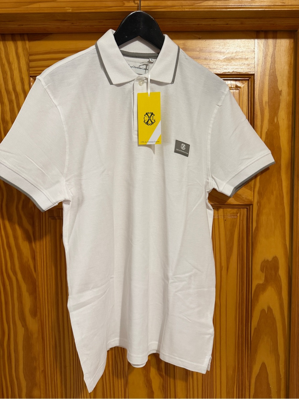 Christian Lacroix White Polo with Subtle Gray Trim